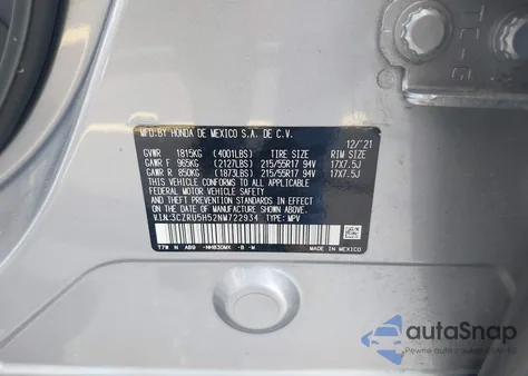 2022 Honda Hr-V 2Wd Ex from USA, damaged, VIN 3CZRU5H52NM722934